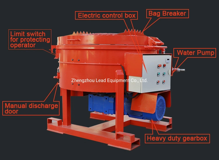 Electric motor LRM250 output 250kg refractory pan mixer in Philippines