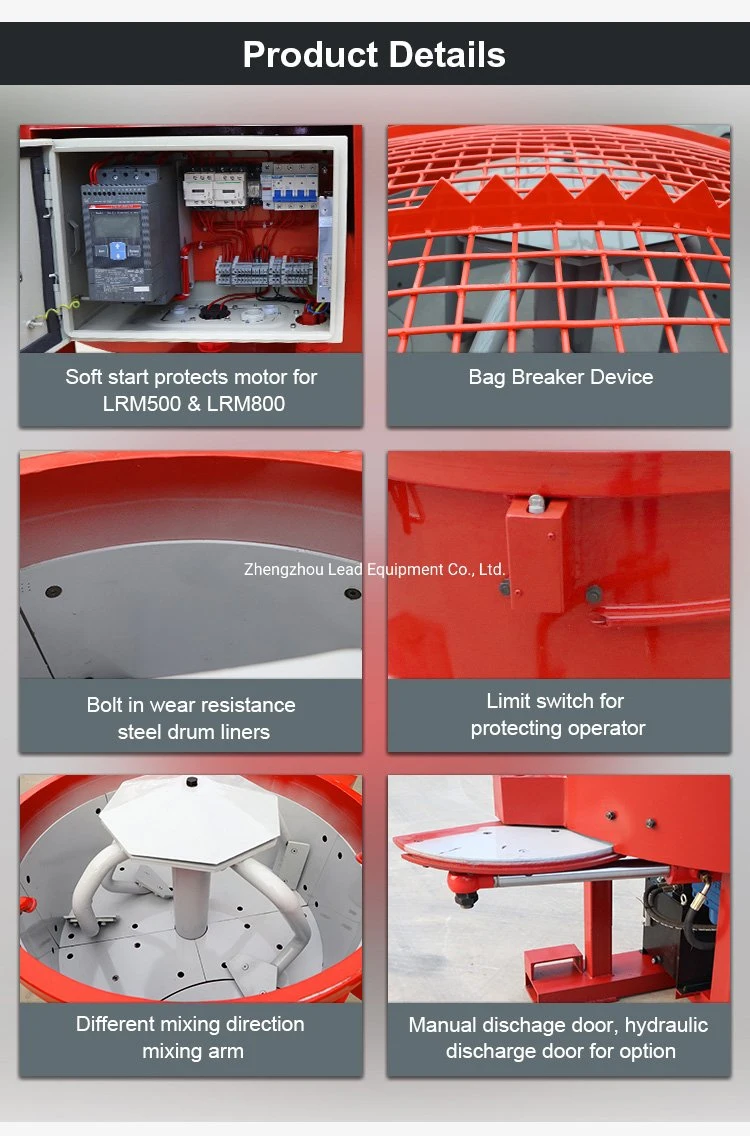 Electric motor LRM250 output 250kg refractory pan mixer in Philippines